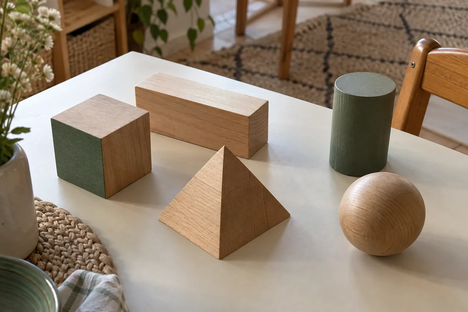Cuerpos de madera est&aacute;n colocados sobre una mesa seca.